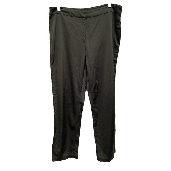 Eileen Fisher Pants - Eileen Fisher Womens Dress Pants Medium Olive Green Satin Straight Leg Classic